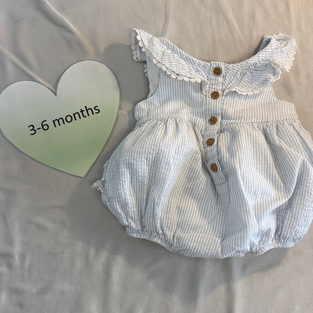 Tommy Bahama - Striped Baby Romper with Ruffle Collar